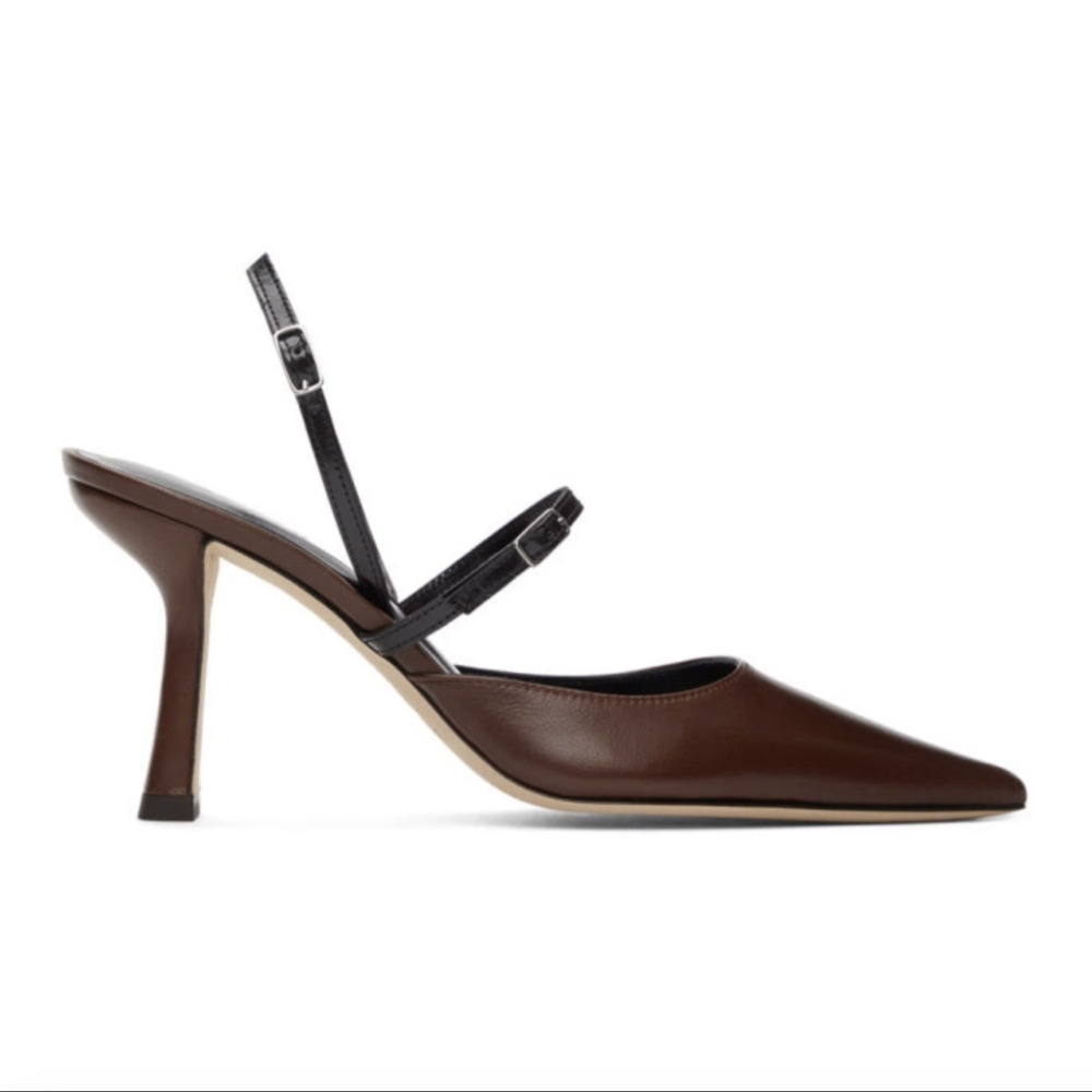 BY FAR Tiffany Slingback Heels in Brown and Black Nappa